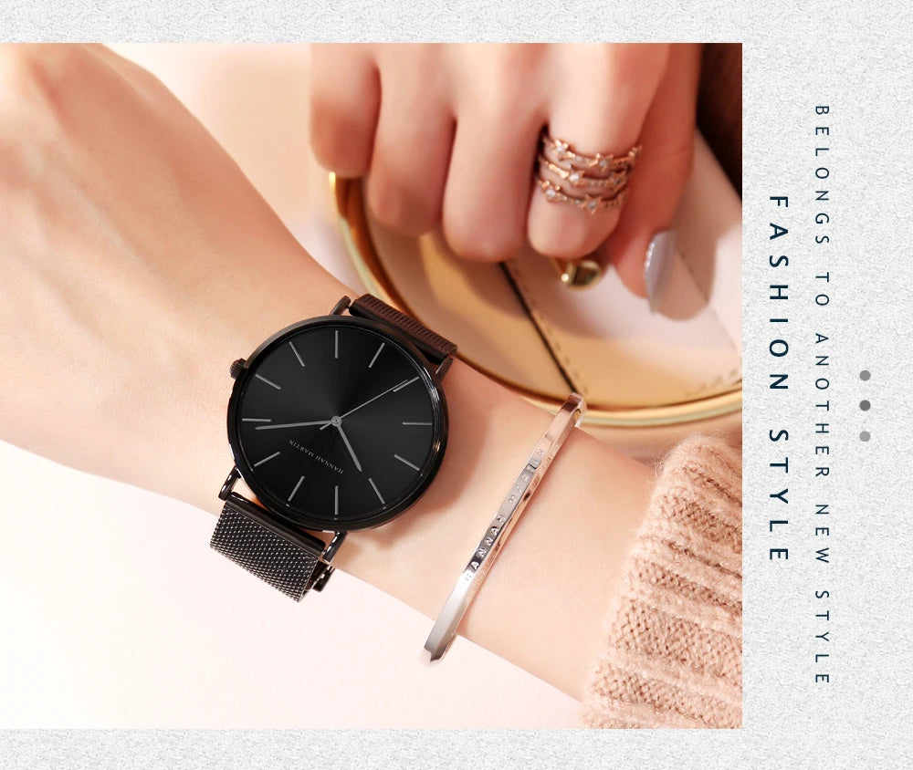 women watch rose gold waterproof quartz stainless steel elegant stylish