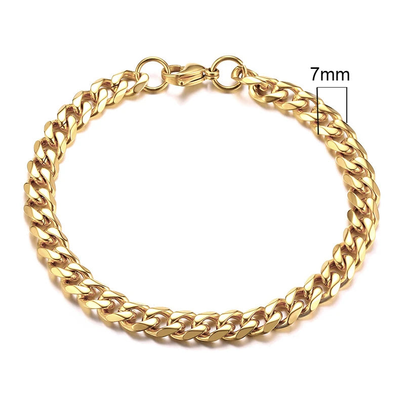Vnox Stainless Steel Cuban Chain Bracelet Men Jewelry