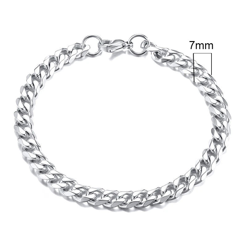 Vnox Stainless Steel Cuban Chain Bracelet Men Jewelry