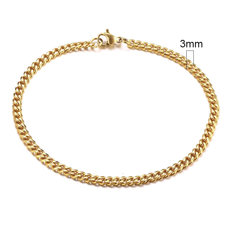 Vnox Stainless Steel Cuban Chain Bracelet Men Jewelry