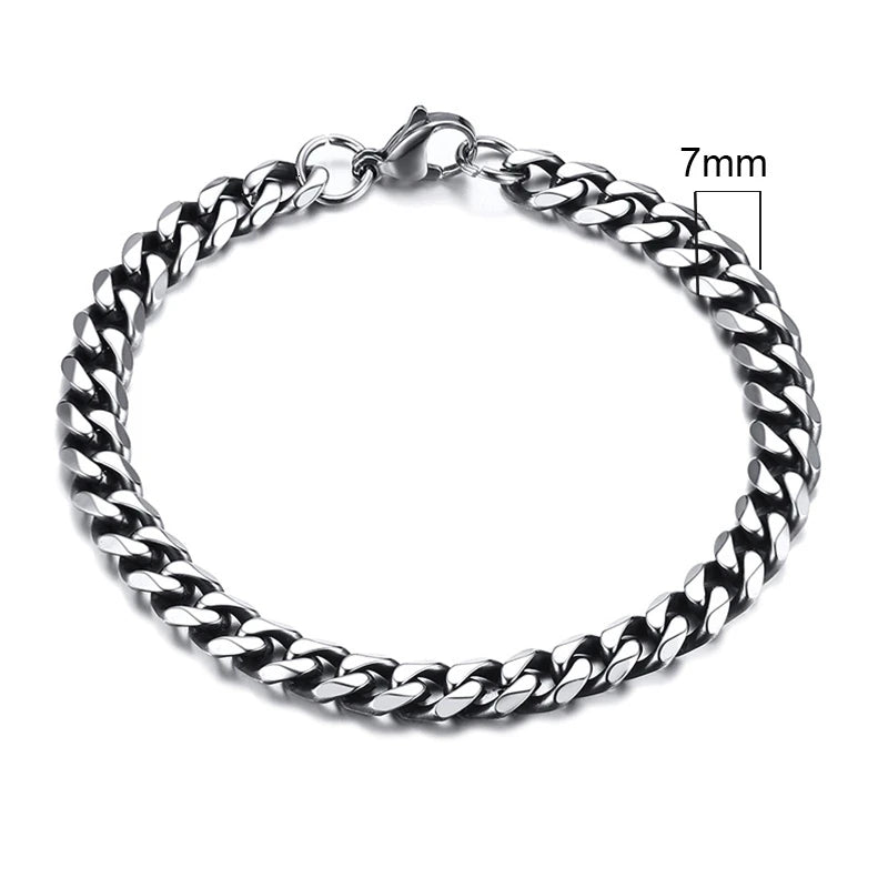 Vnox Stainless Steel Cuban Chain Bracelet Men Jewelry
