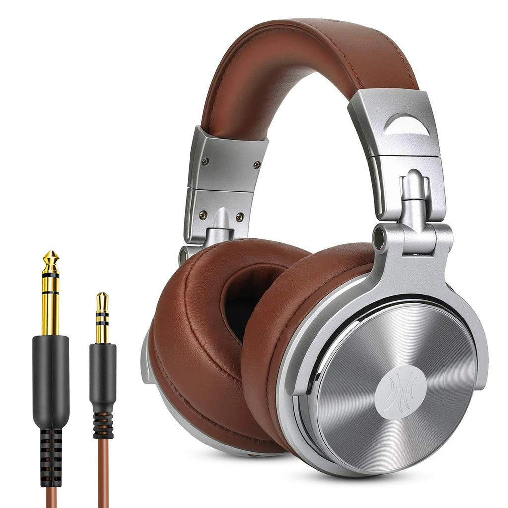 Professional DJ studio headphones, HiFi sound, foldable wired microphone