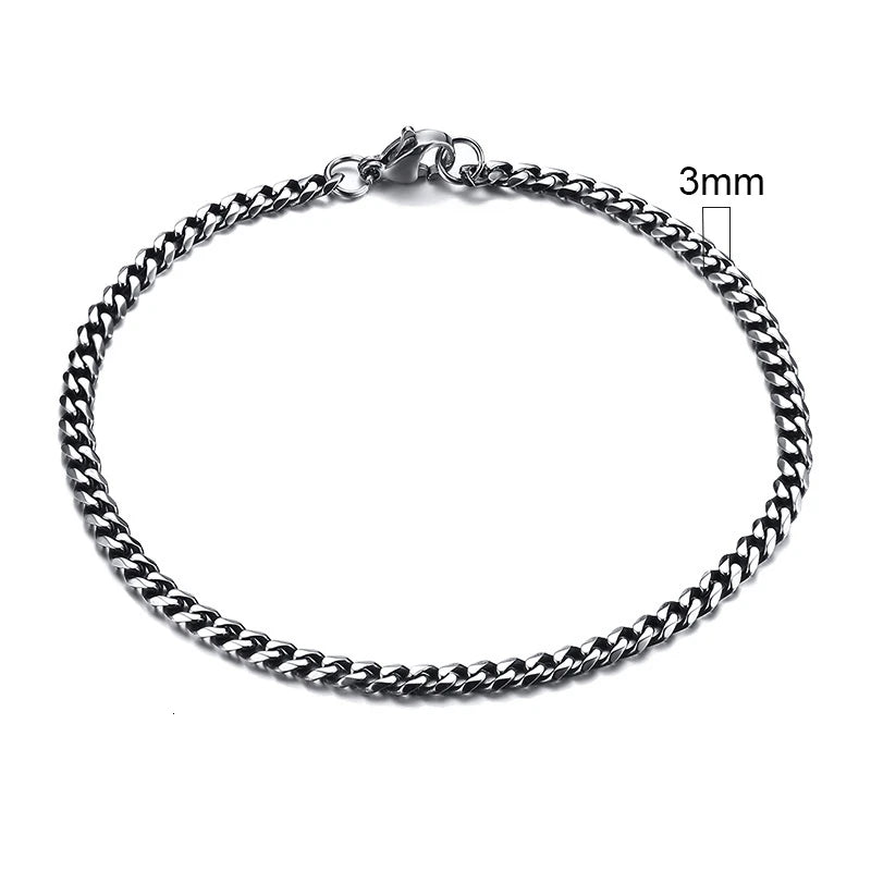 Vnox Stainless Steel Cuban Chain Bracelet Men Jewelry