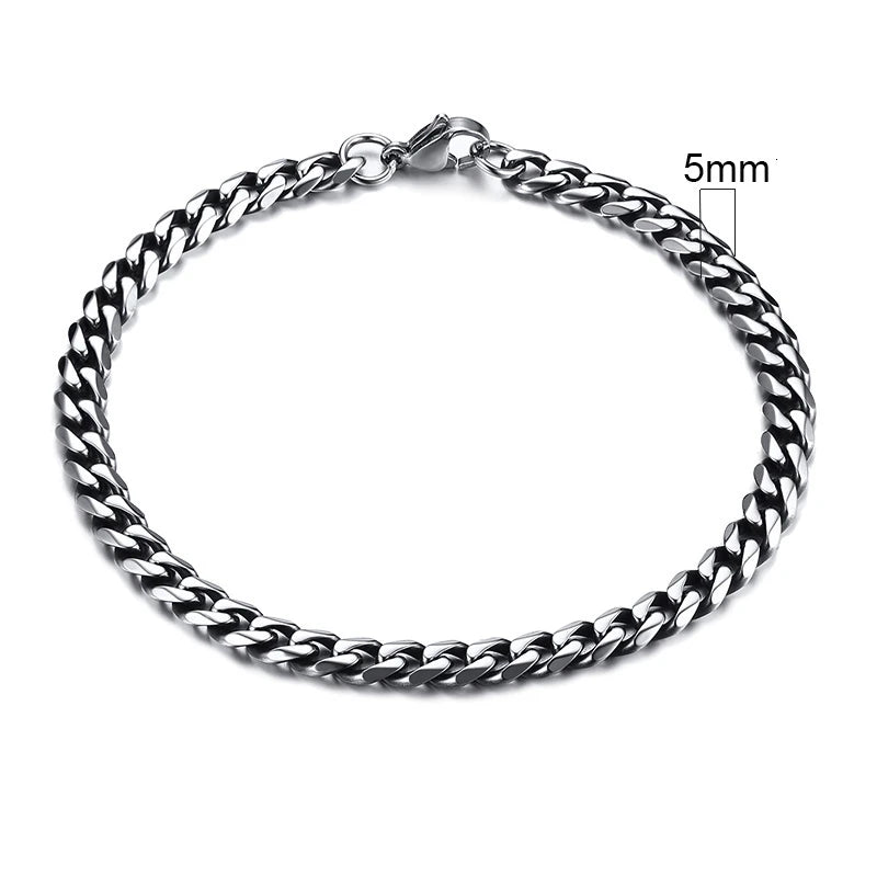 Vnox Stainless Steel Cuban Chain Bracelet Men Jewelry