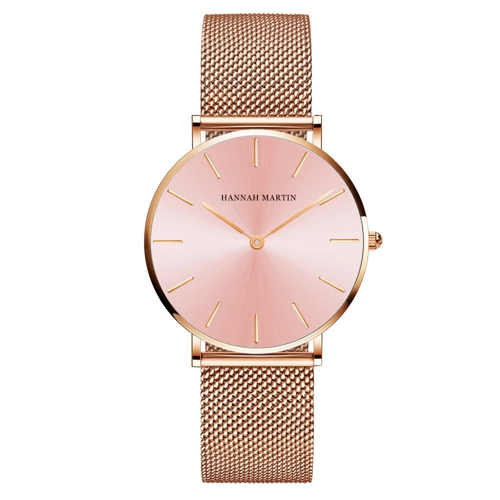women watch rose gold waterproof quartz stainless steel elegant stylish