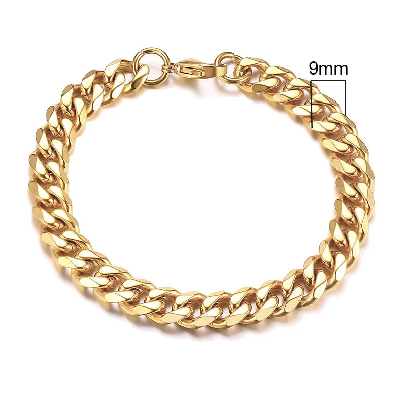 Vnox Stainless Steel Cuban Chain Bracelet Men Jewelry