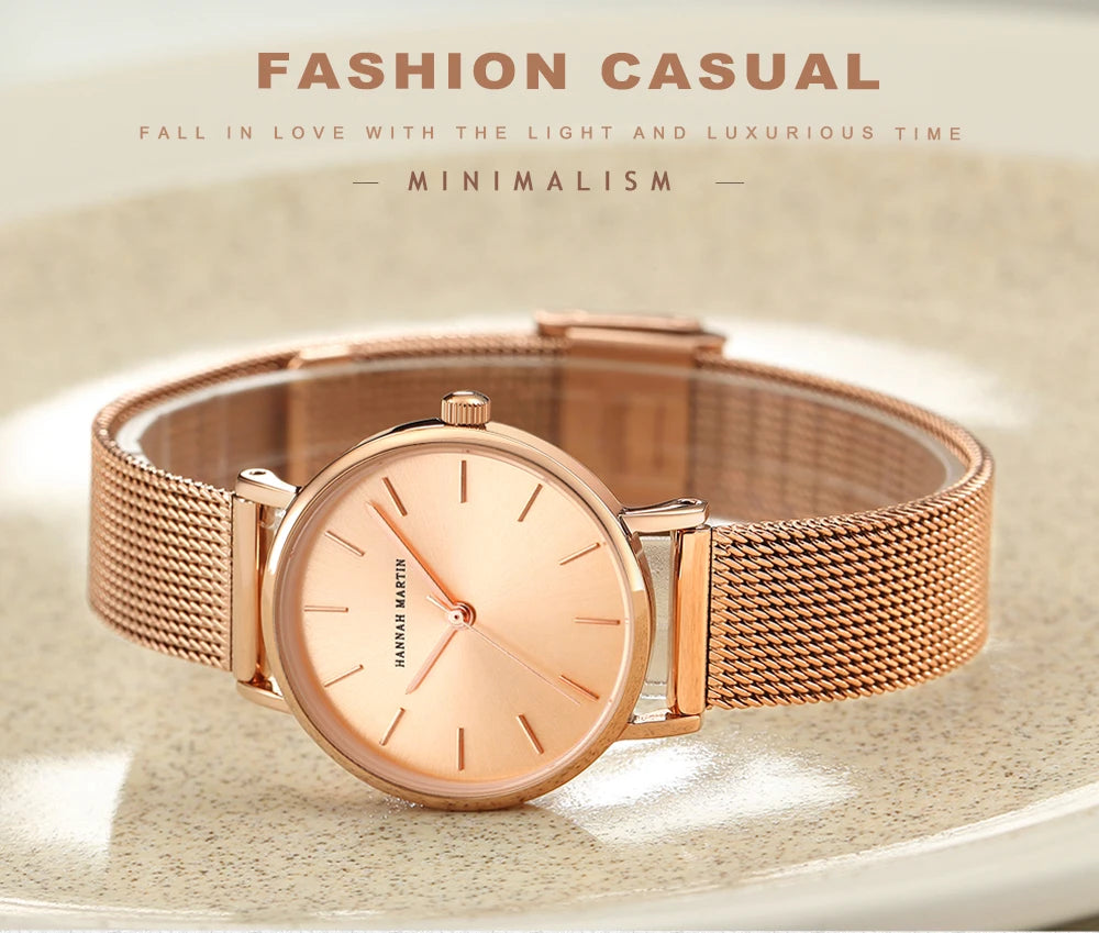 women watch rose gold waterproof quartz stainless steel elegant stylish