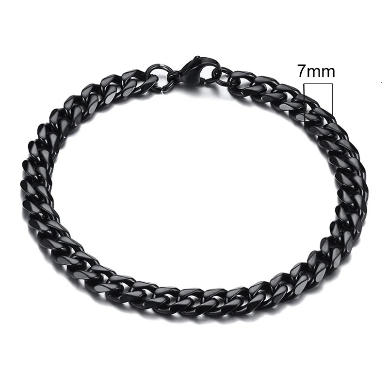 Vnox Stainless Steel Cuban Chain Bracelet Men Jewelry