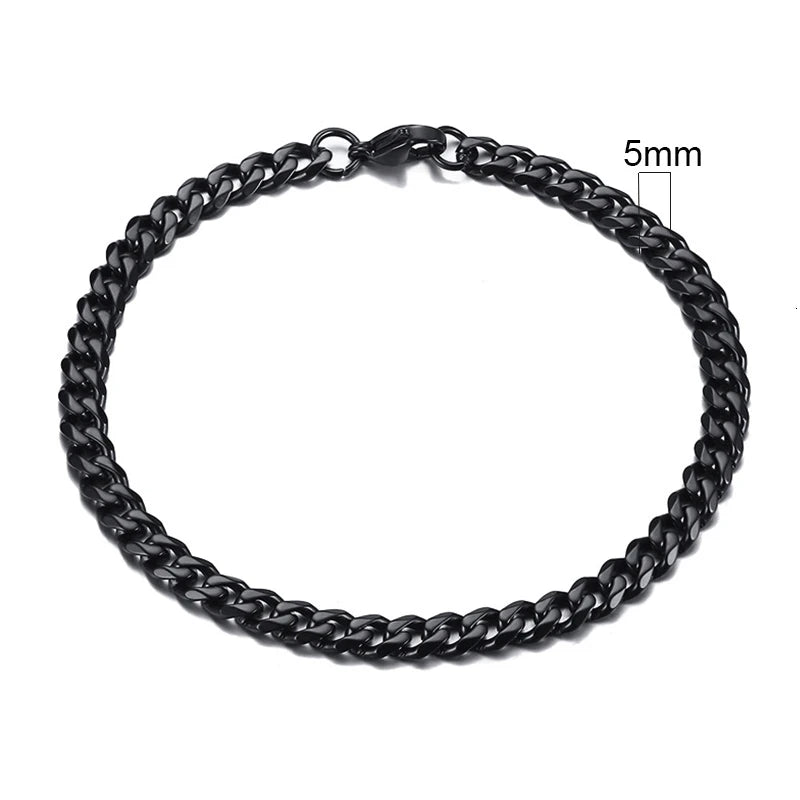 Vnox Stainless Steel Cuban Chain Bracelet Men Jewelry
