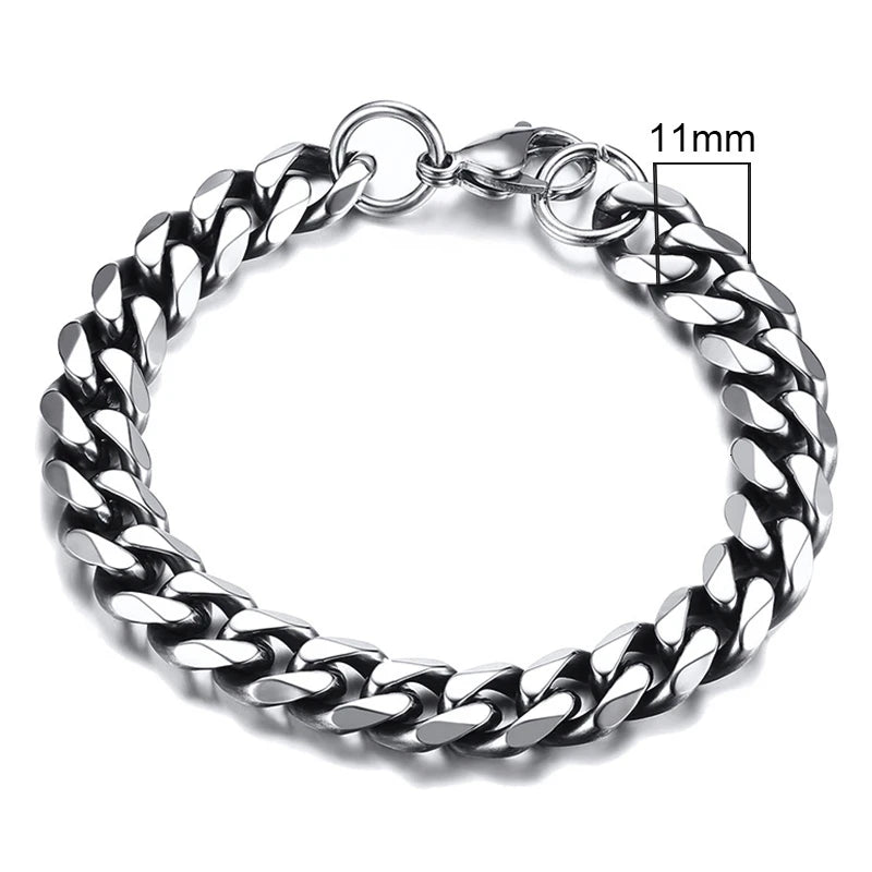 Vnox Stainless Steel Cuban Chain Bracelet Men Jewelry