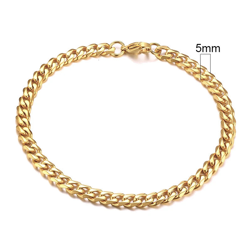 Vnox Stainless Steel Cuban Chain Bracelet Men Jewelry