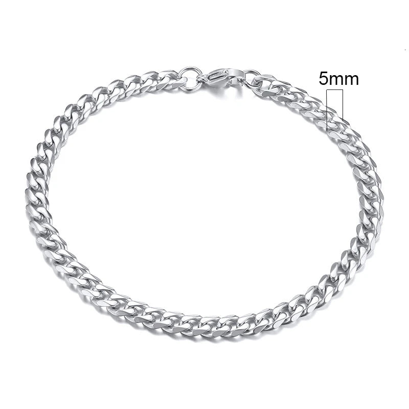 Vnox Stainless Steel Cuban Chain Bracelet Men Jewelry