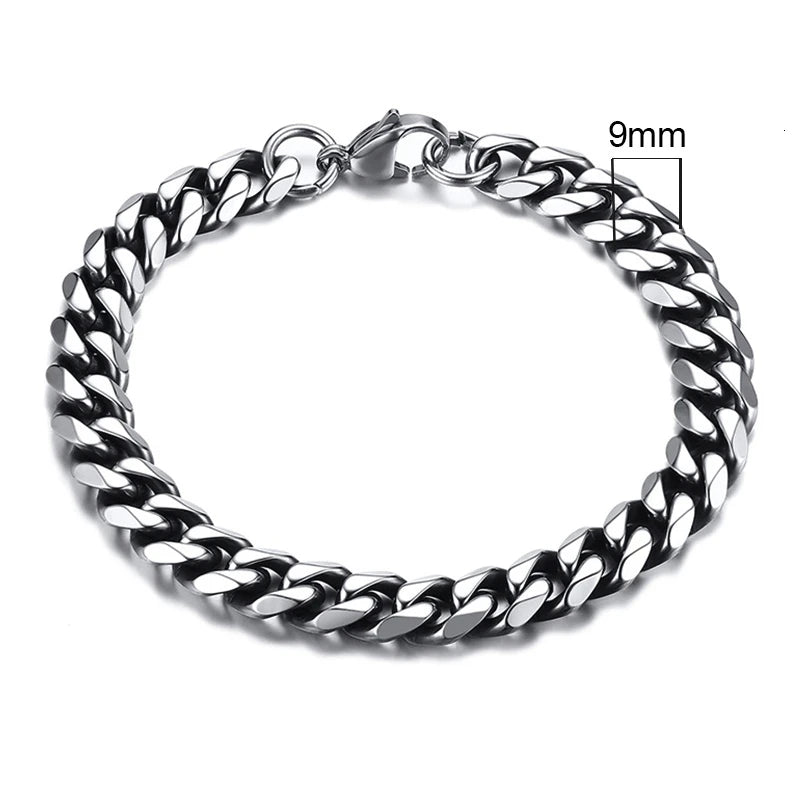 Vnox Stainless Steel Cuban Chain Bracelet Men Jewelry