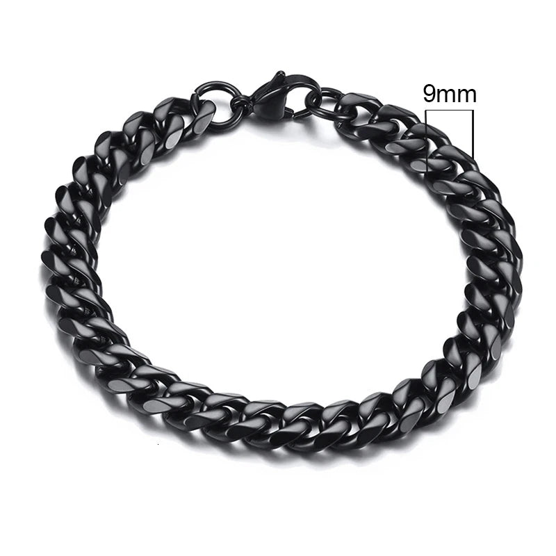 Vnox Stainless Steel Cuban Chain Bracelet Men Jewelry