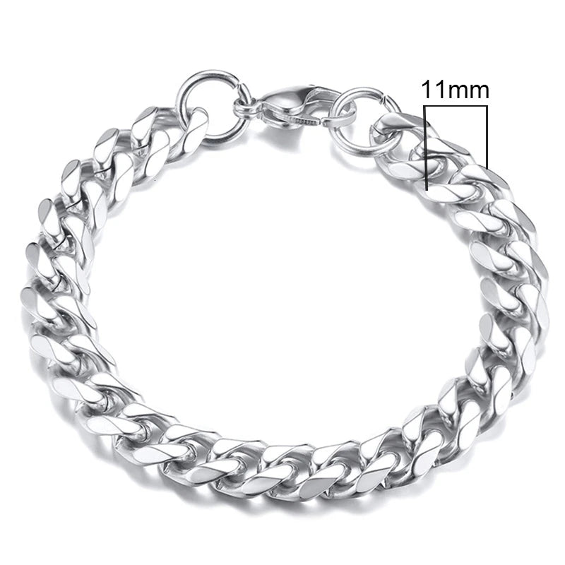 Vnox Stainless Steel Cuban Chain Bracelet Men Jewelry