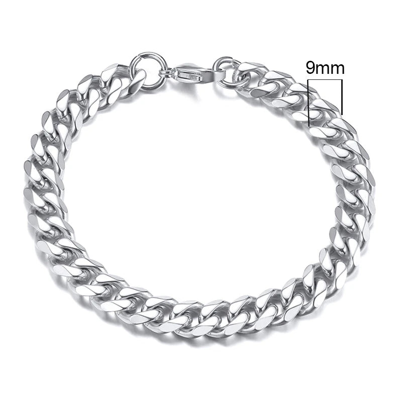 Vnox Stainless Steel Cuban Chain Bracelet Men Jewelry