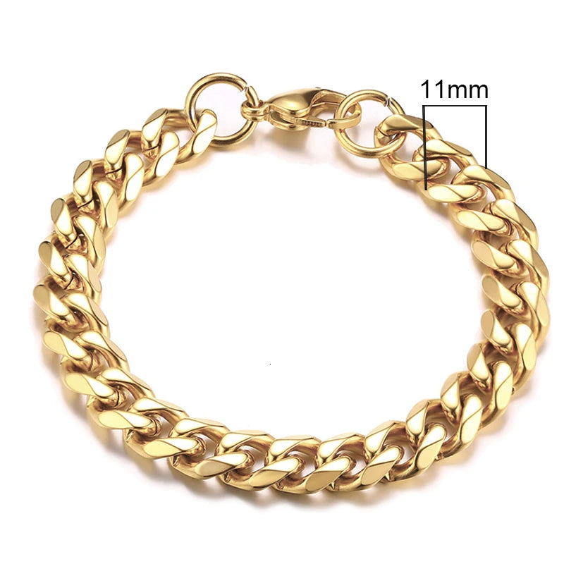 Vnox Stainless Steel Cuban Chain Bracelet Men Jewelry