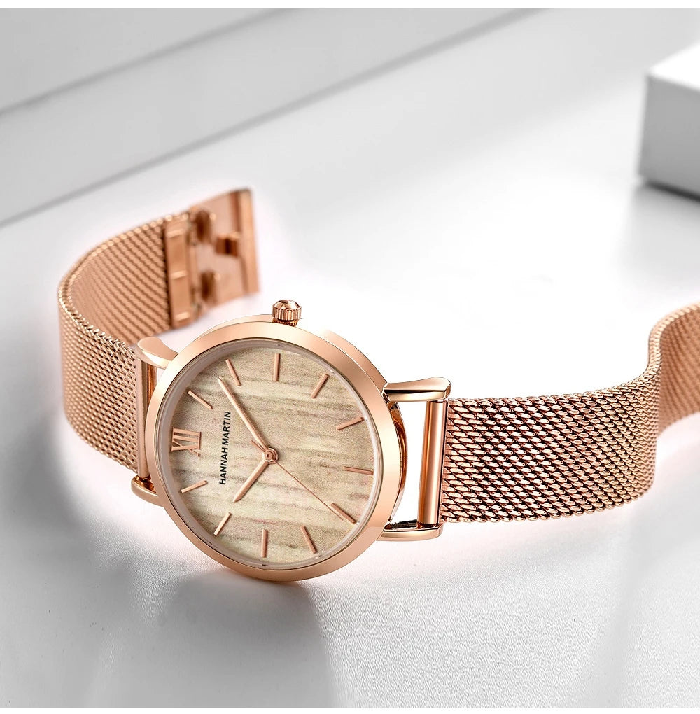 women watch rose gold waterproof quartz stainless steel elegant stylish