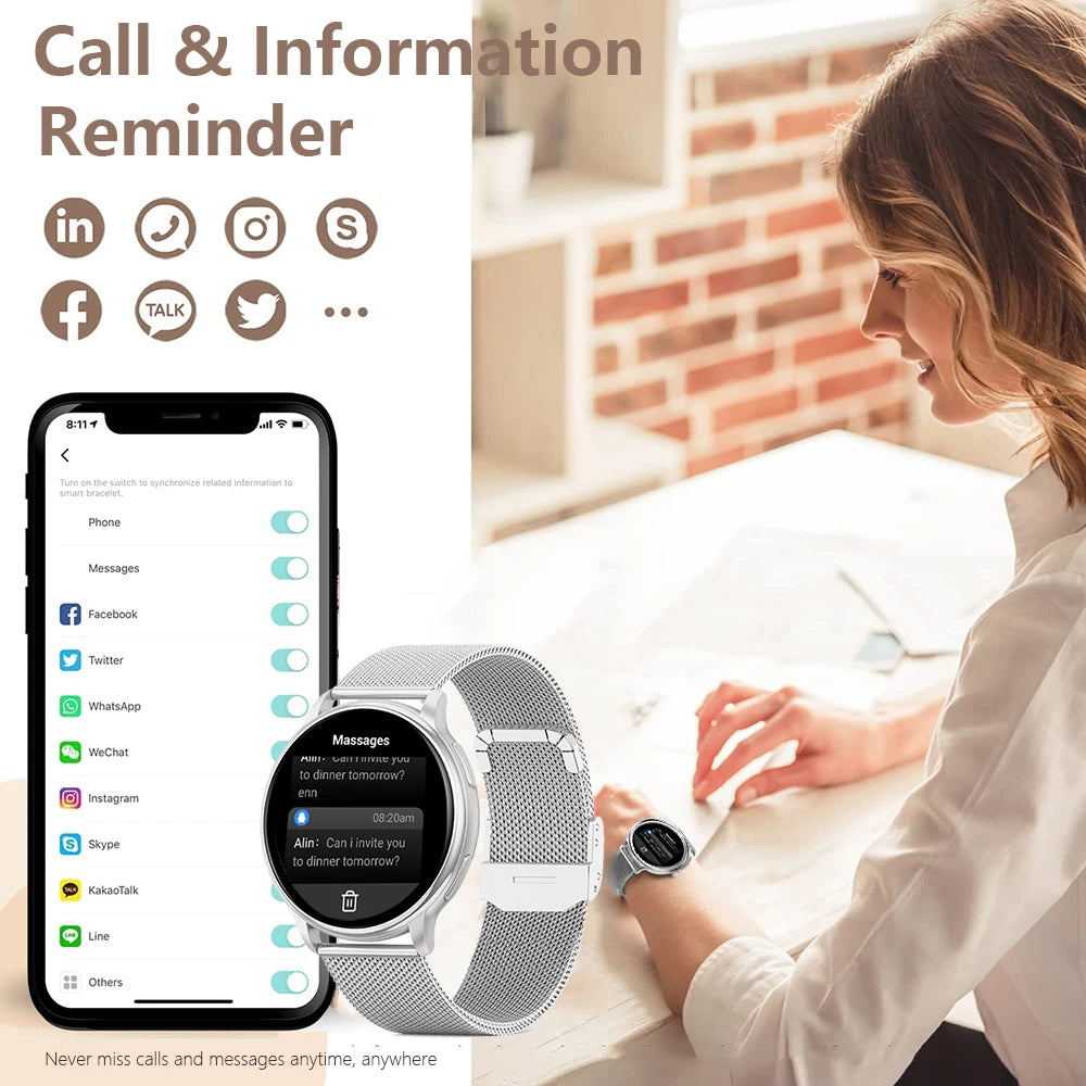 women smartwatch bluetooth fitness health sport android ios