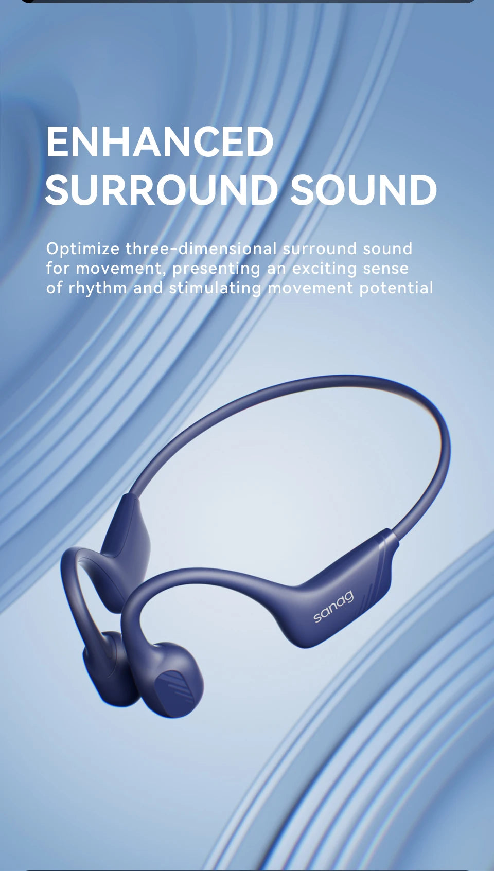 Bone Conduction Wireless Bluetooth Earphones HiFi Waterproof Sports