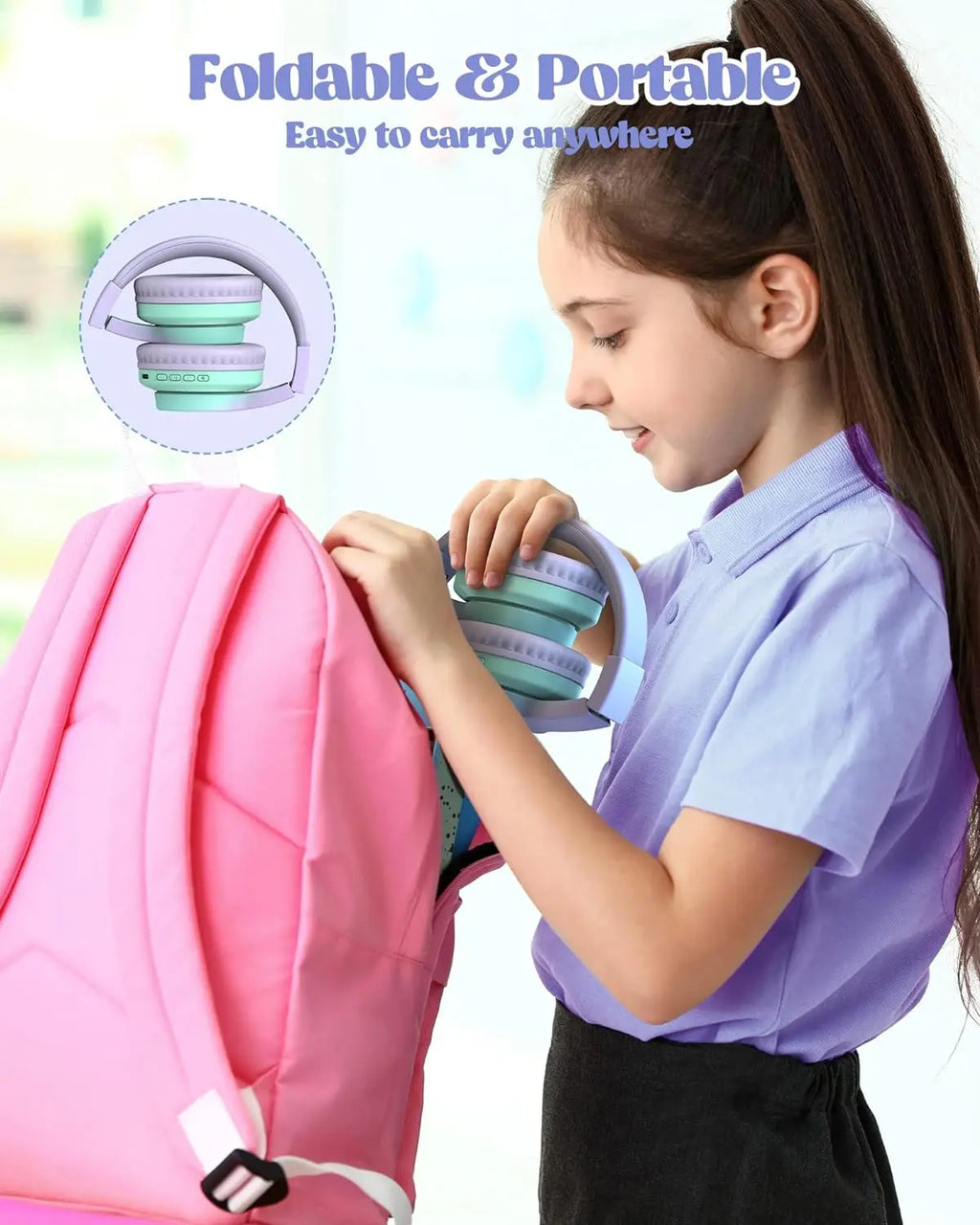 kids bluetooth headphones led over ear mic tablet