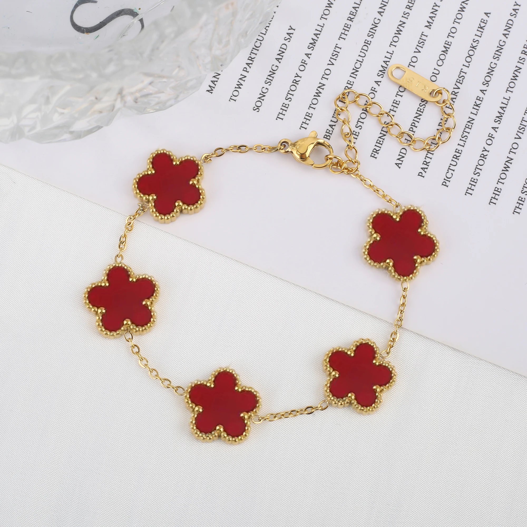 Luxury stainless steel clover bracelet women adjustable fashion