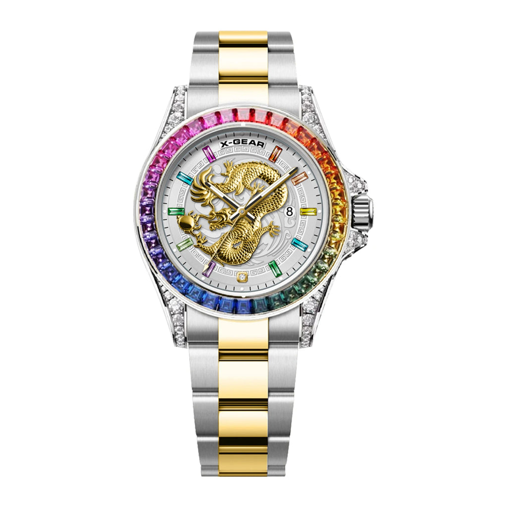 X-GEAR Real Dragon Dial Men's Luxury Quartz Watch