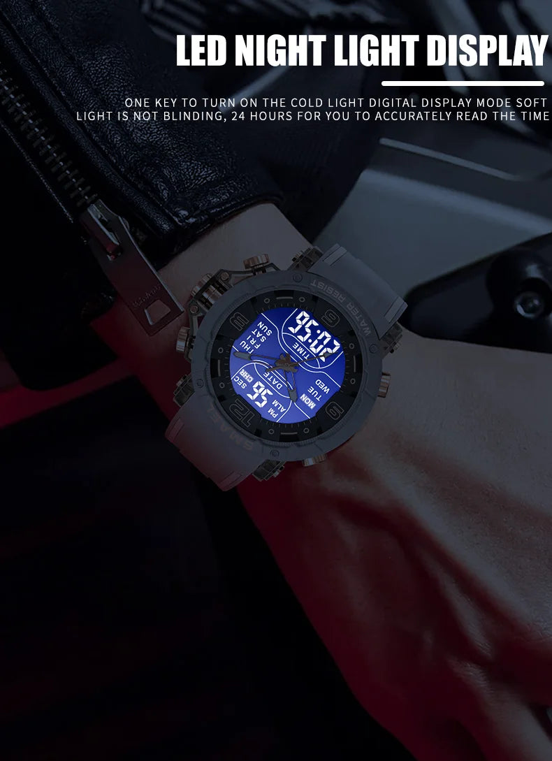 SMAEL Waterproof Quartz Sport Alarm Watch Nightlight