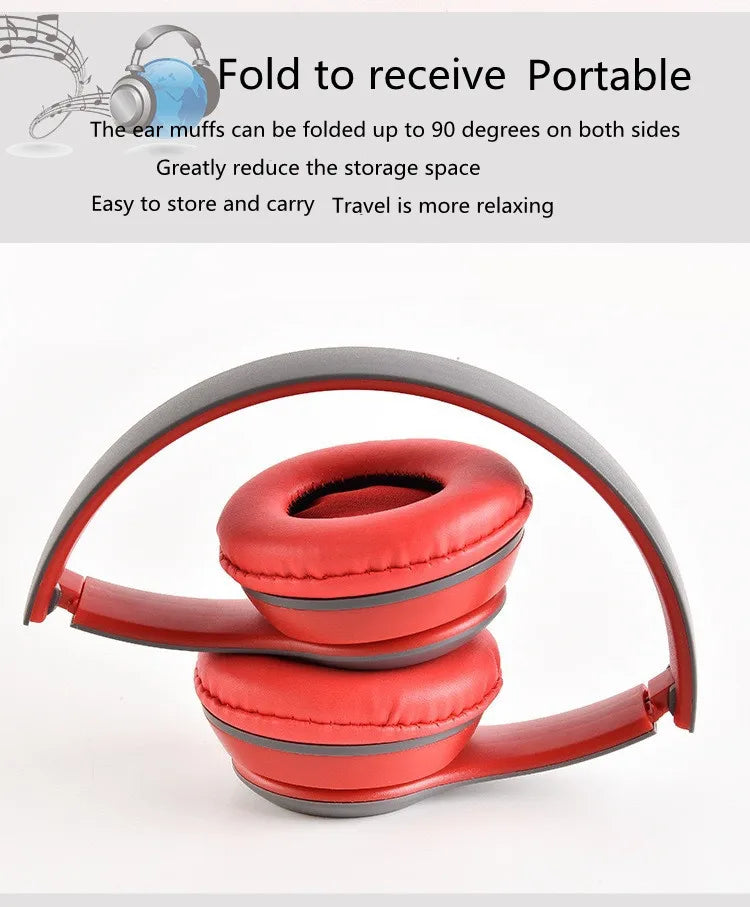 P47 Bluetooth headphones foldable HiFi stereo bass with mic
