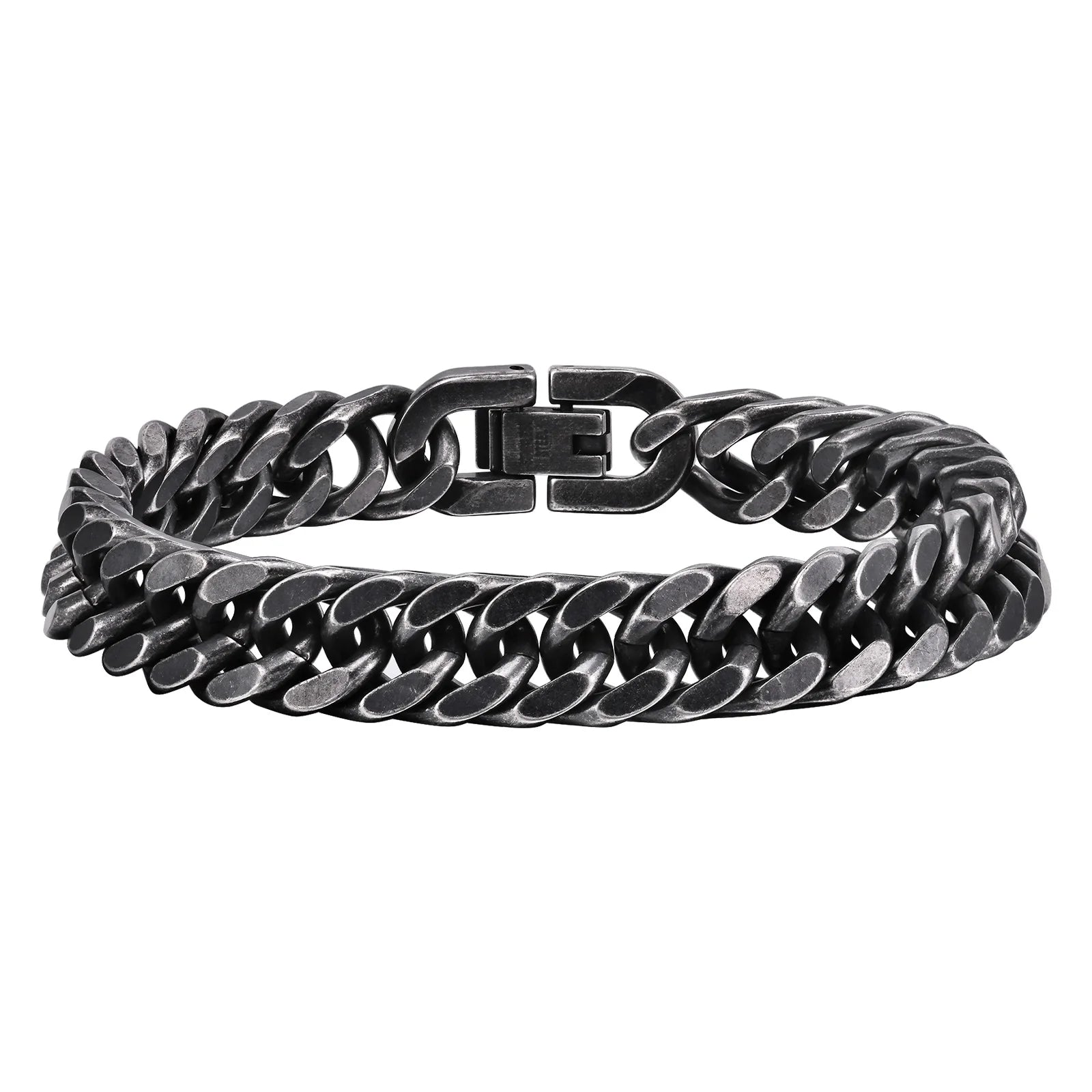 Stainless steel double curb chain bracelet for men