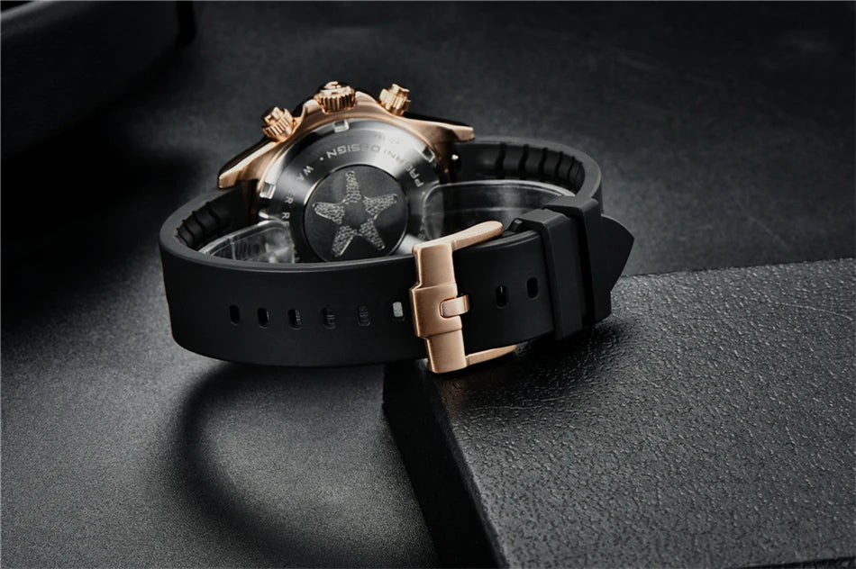 Vintage chronograph sapphire steel waterproof men’s quartz watch