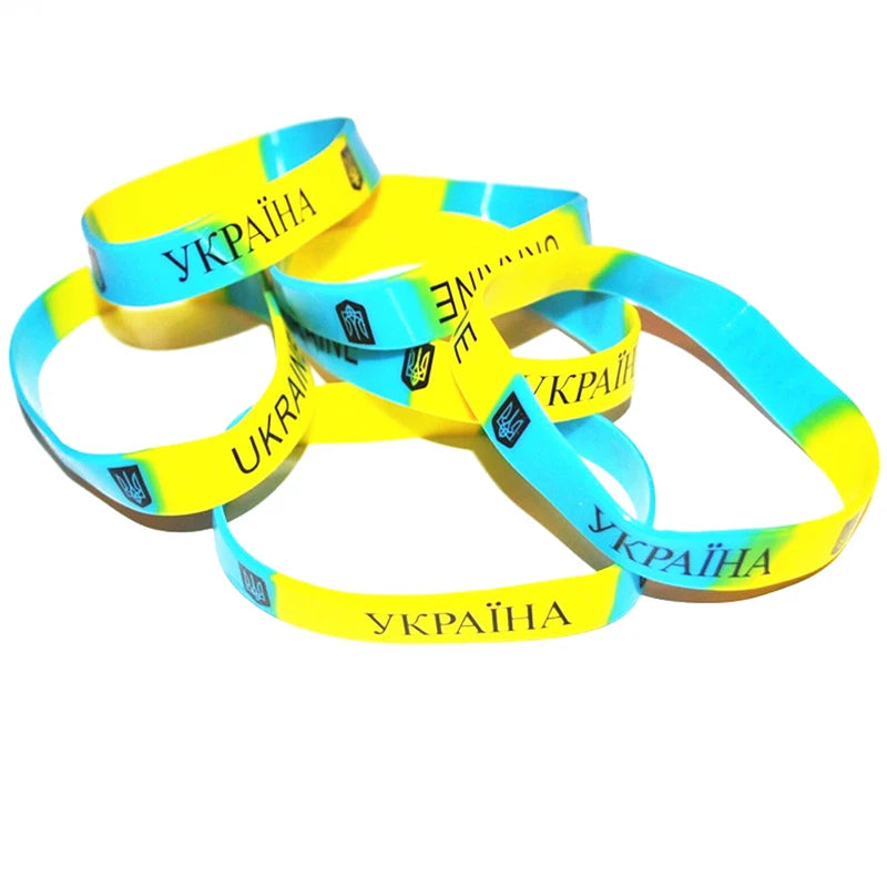 ukraine flag silicone wristband sport elastic unisex jewelry