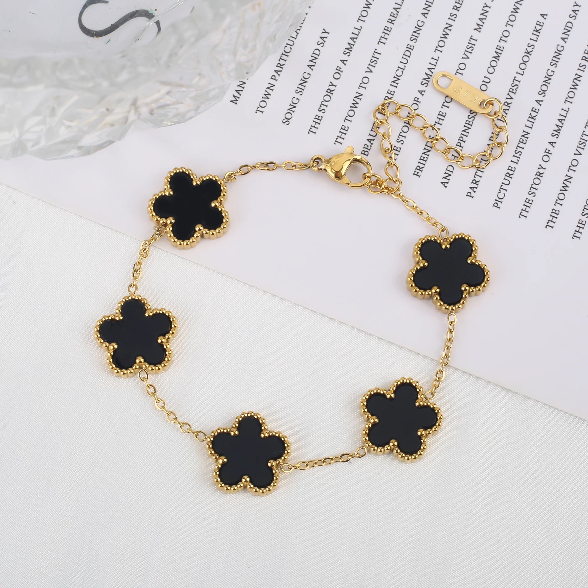 Luxury stainless steel clover bracelet women adjustable fashion