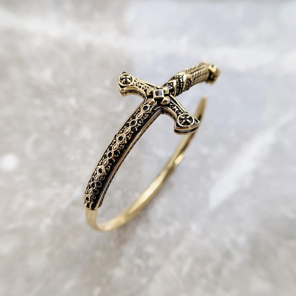 Golden Sword Bangle Bracelet Fashion Jewelry Vinatge Gift For Women Men