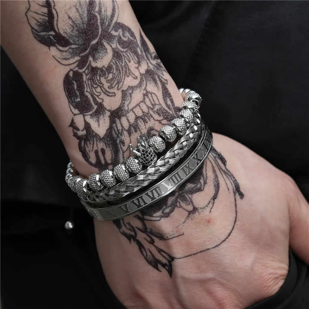 royal king crown cz bracelets men luxury adjustable