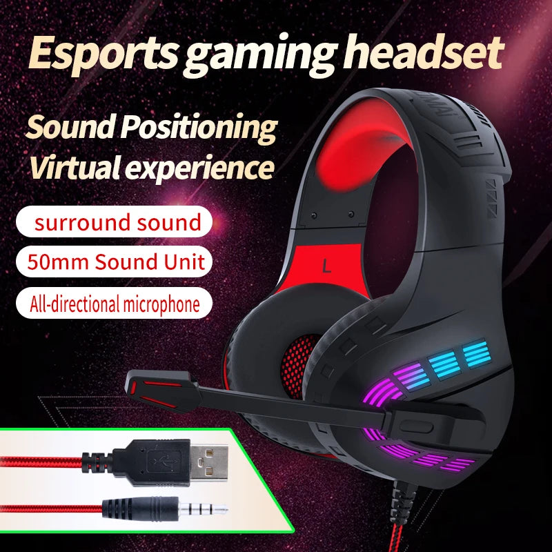 Wired gaming headset with clear sound and mic