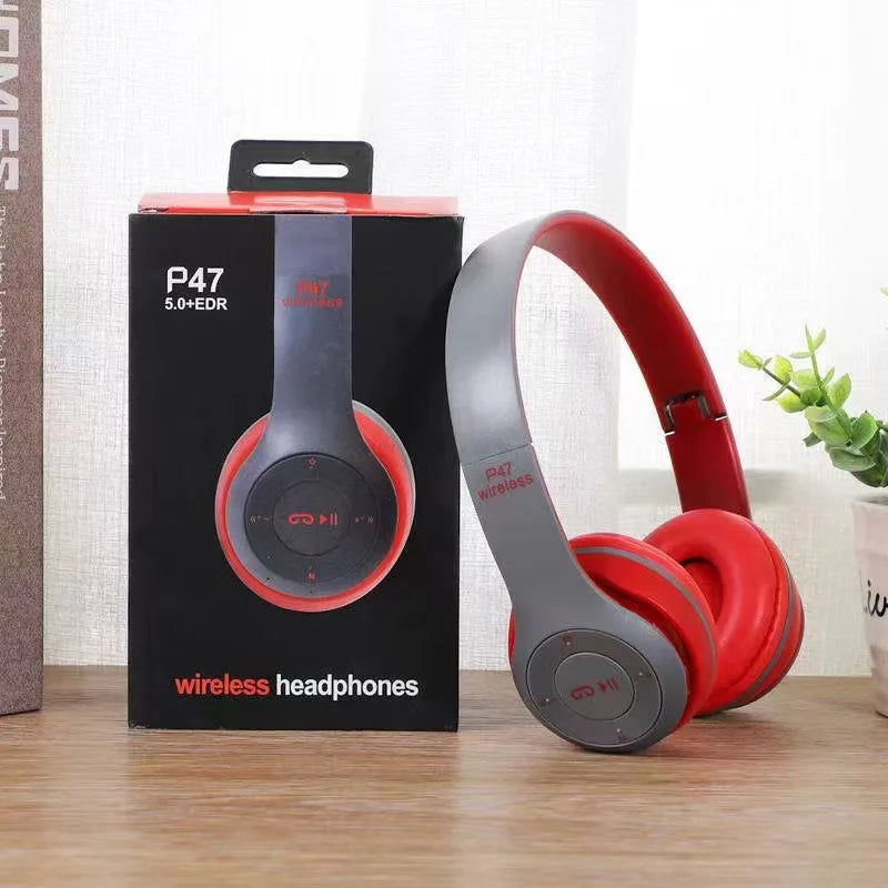 P47 Bluetooth headphones foldable HiFi stereo bass with mic