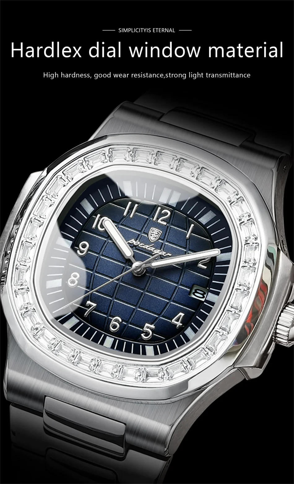 men watch stainless steel quartz waterproof luminous luxury casual trendy