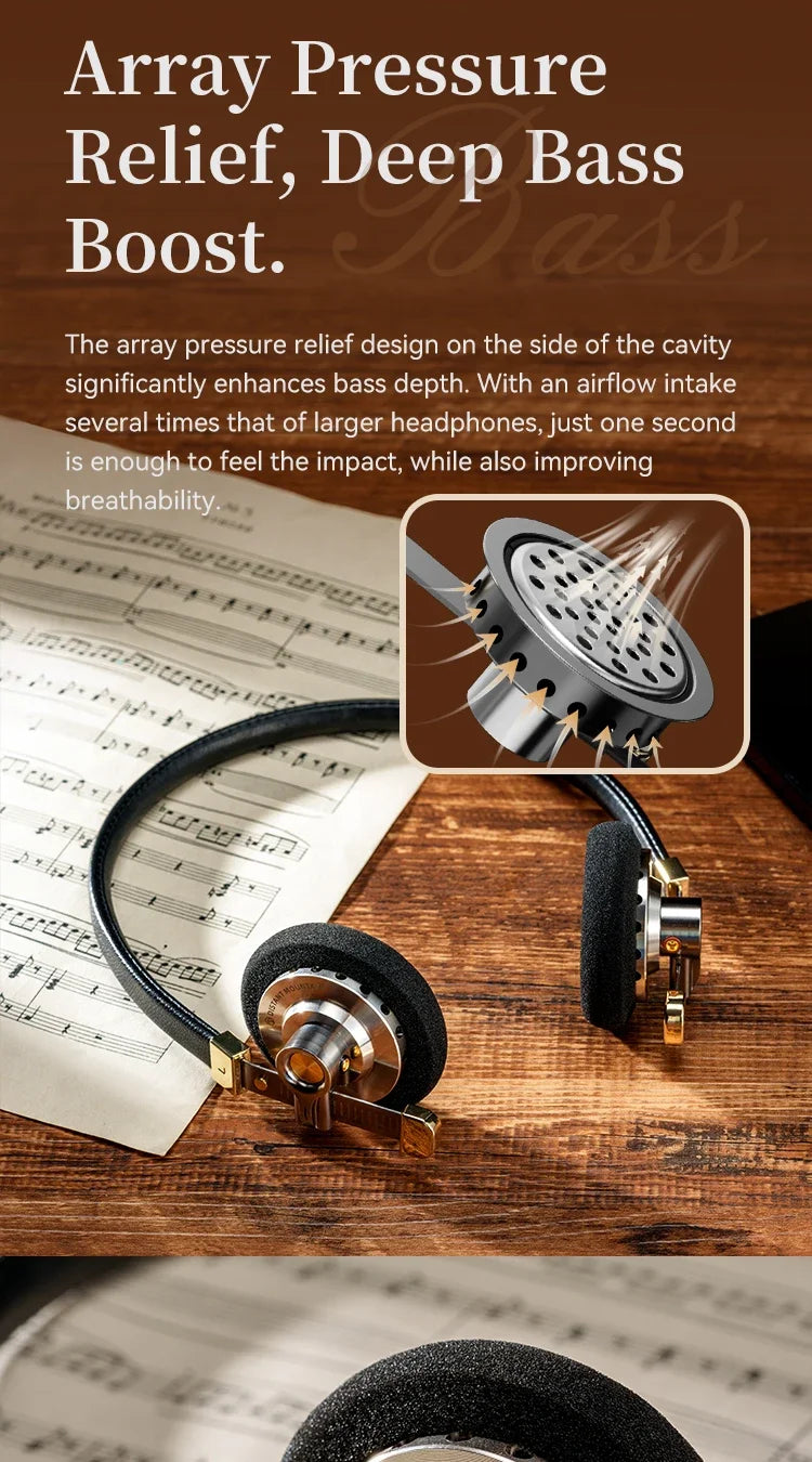 Vintage HiFi Metal Headphones Retro Wired Over Ear MMCX