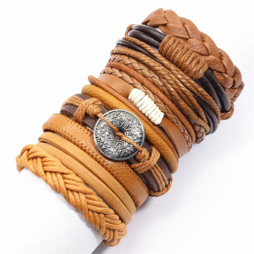 Stylish black woven bracelets handmade leather fashion gift