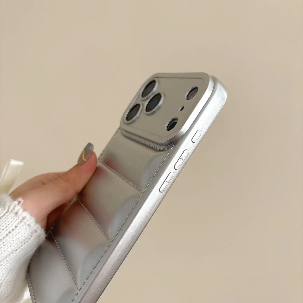 Luxury puffer iPhone case winter soft silicone protection