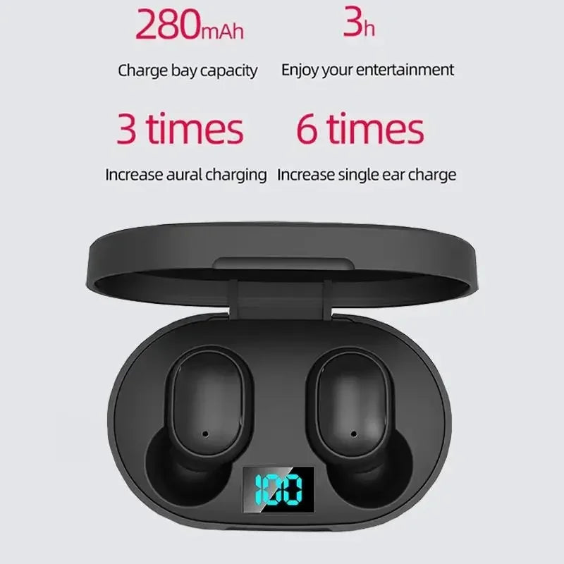 E6S TWS Bluetooth Earphones, wireless noise-canceling headset for Xiaomi Samsung