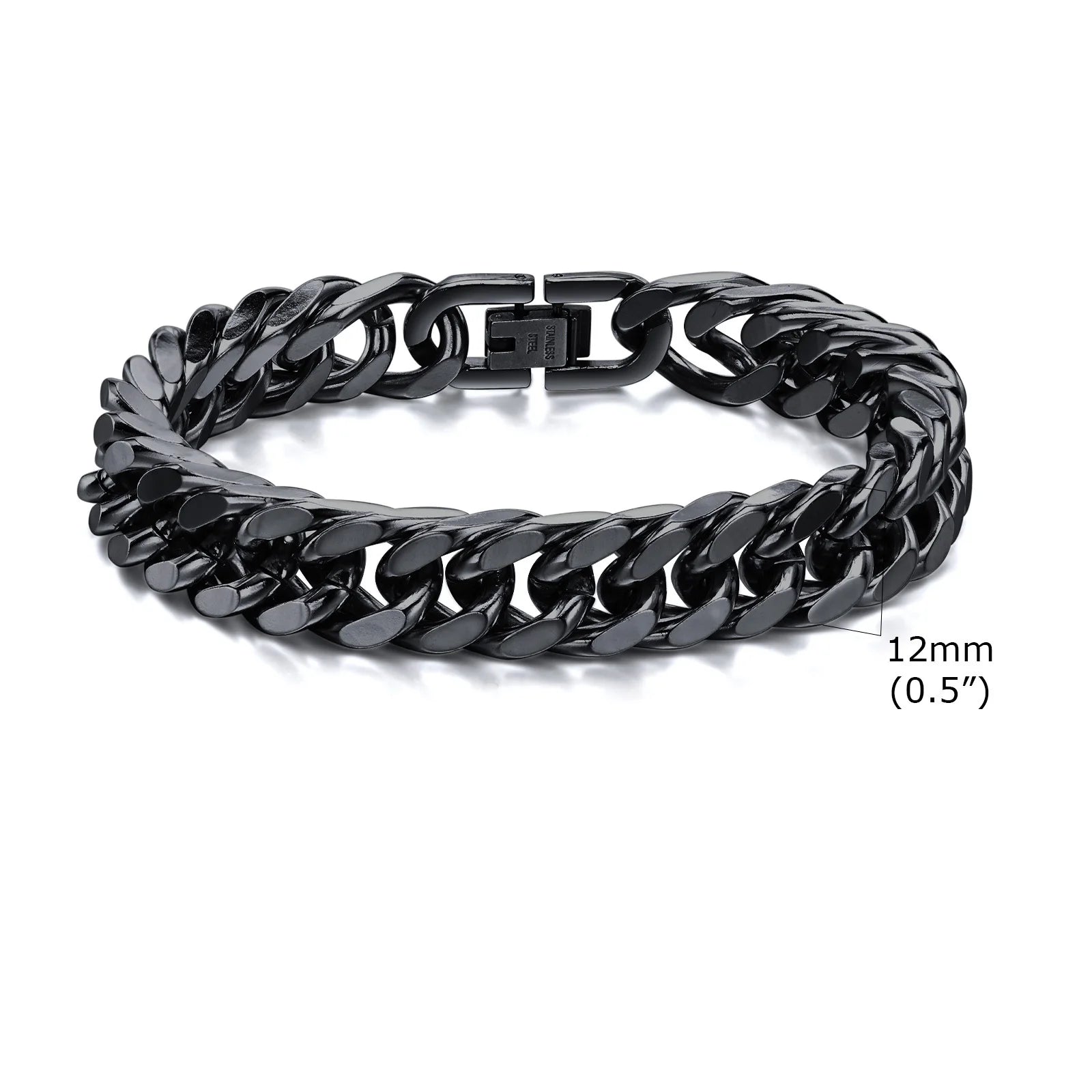 Stainless steel double curb chain bracelet for men