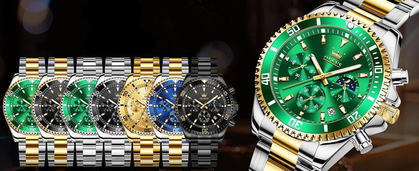 OLEVS Men Watches Luxury Waterproof Stainless Steel Chronograph