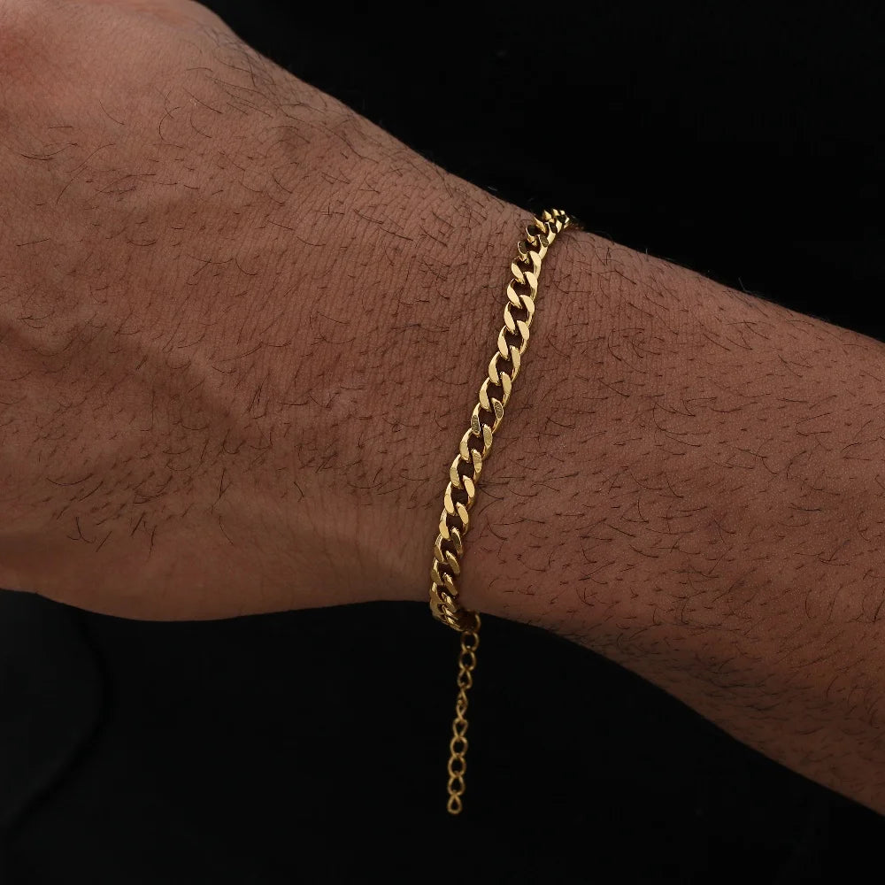 Gold Cuban Chain Bracelet Men Women Hip-Hop Jewelry
