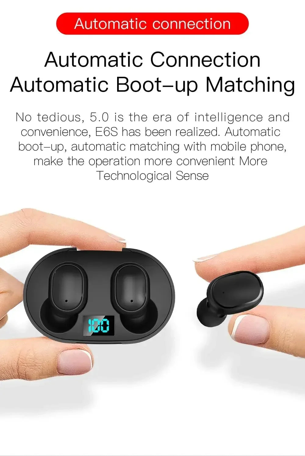 E6S TWS Bluetooth Earphones, wireless noise-canceling headset for Xiaomi Samsung