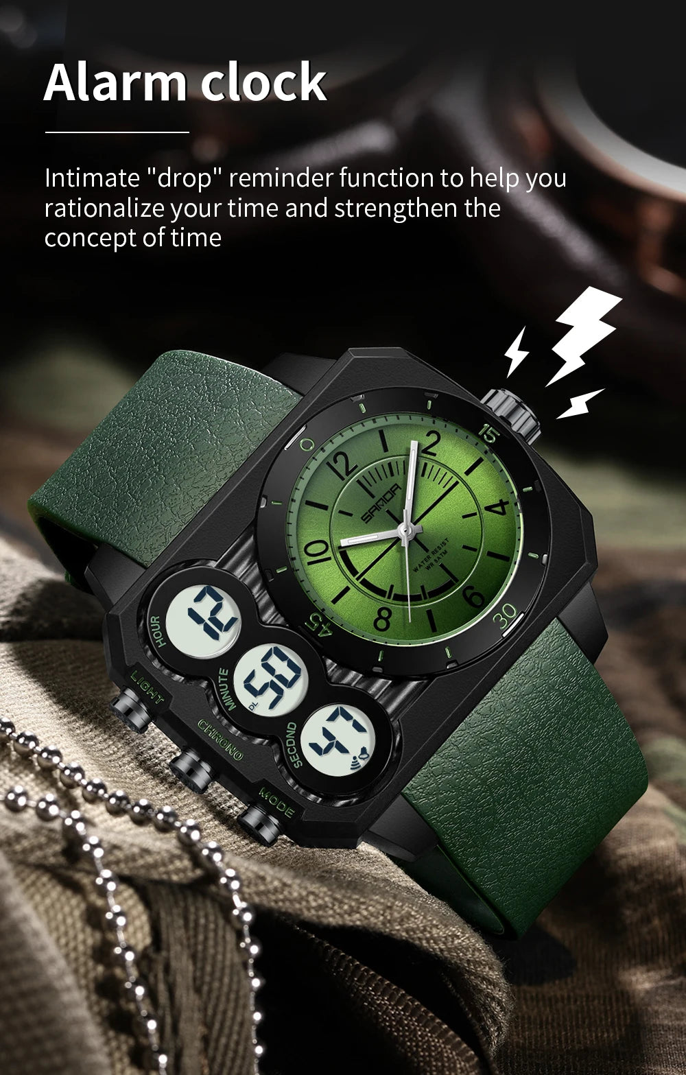 Reloj deportivo LED resistente al agua para hombre SANDA