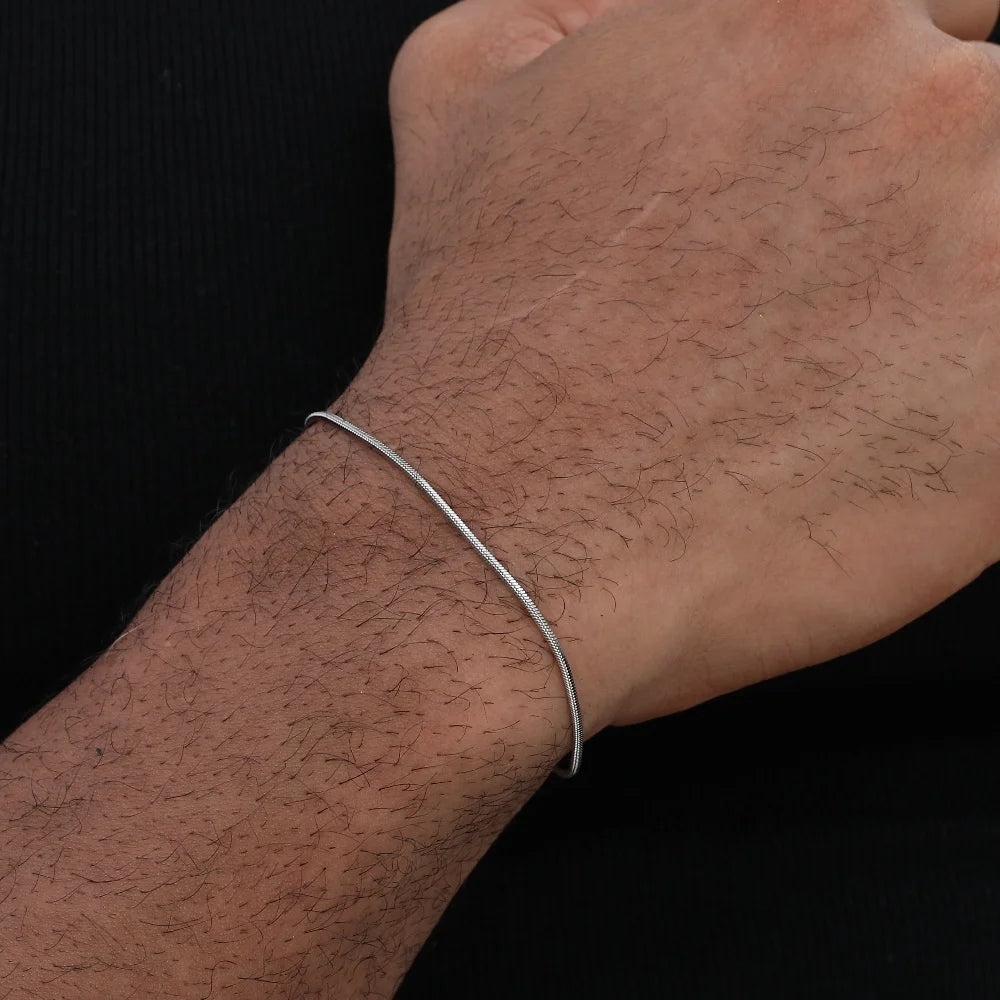 Trendy stainless steel square snake chain bracelet men women