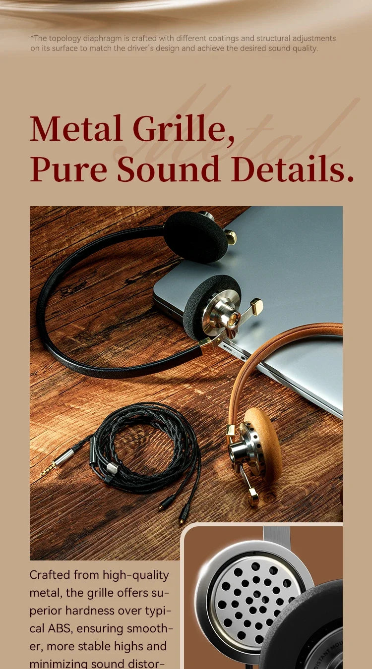 Vintage HiFi Metal Headphones Retro Wired Over Ear MMCX