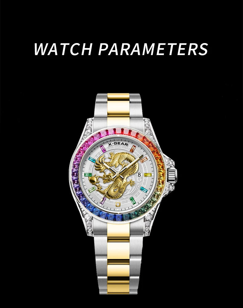 X-GEAR Real Dragon Dial Men's Luxury Quartz Watch